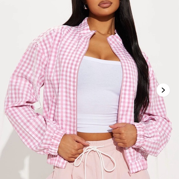 Fashion Nova Jackets & Blazers - Sale! Fashion Nova Pink Gingham Bomber Jacket SOLD OUT!